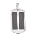 Rhodium Plated Stainless Steel Double Row Carbon Fiber Dog Tag Pendant - SSP00526