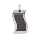 Rhodium Plated Stainless Steel Carbon Fiber Waved Pendant - SSP00532