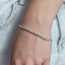 Pulsera de plata 925 chapada en rodio con circonita transparente redonda - STB00109