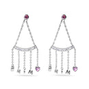 Clearance-Rhodium Plated 925 Sterling Silver Dangling Hearts Mom Earrings - STE00116
