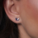 Sterling Silver Rhodium Plated 7.8mm x 5.8mm Plain Butterfly Stud Earring - STE01397