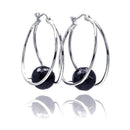 Clearance-Silver 925 Rhodium Plated Round CZ Hoop Earrings - STE00546