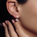 Pendientes delanteros y traseros de perlas bañadas en rodio de plata 925 - STE00990