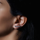 Pendientes de escalada con circonita cúbica redonda graduada chapada en rodio de plata 925 - STE01065