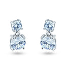Sterling Silver Rhodium Plated Dangling Round CZ Earring - STE01361