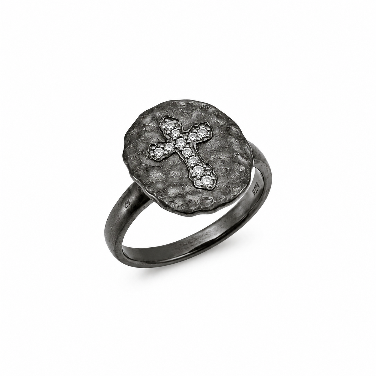 Closeout-Anillo de plata 925 con circonita cúbica chapada en rodio y rodio negro - STR00625