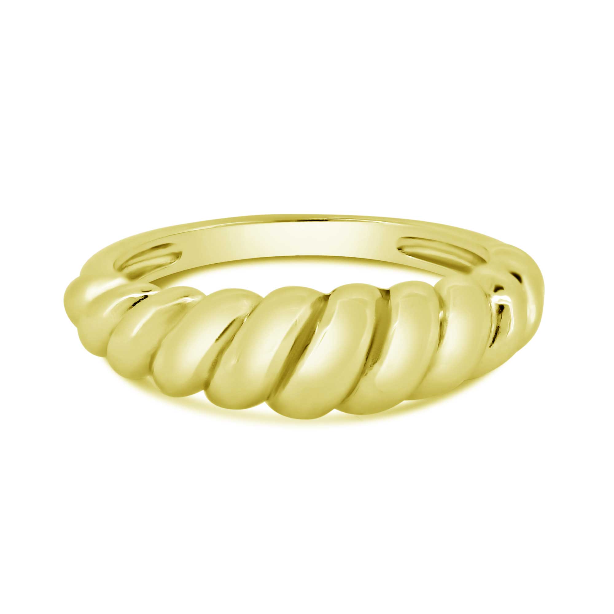 Anillo de plata de ley 925 bañado en oro con diseño de croissant - STR01166GP