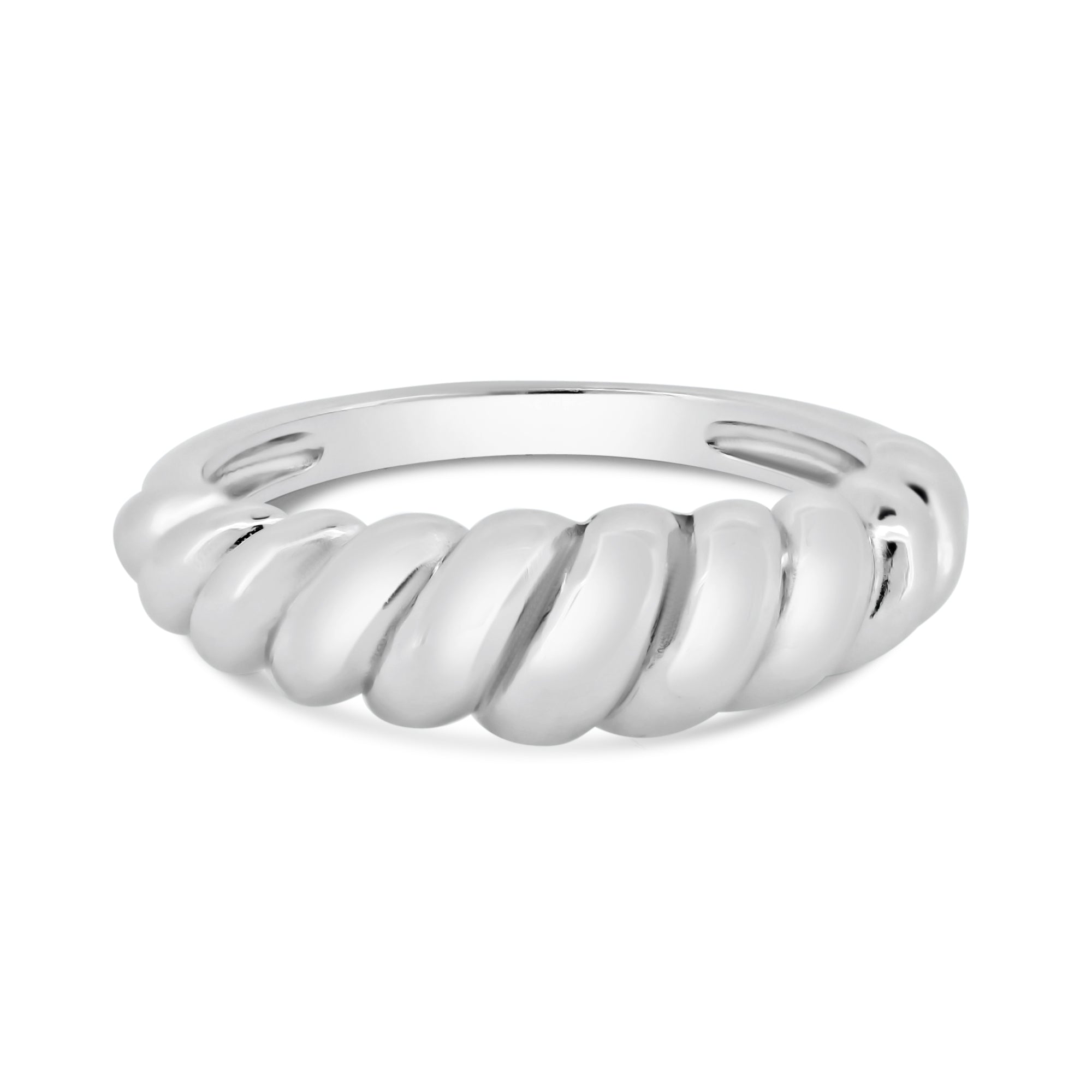 Rhodium Plated 925 Sterling Silver Croissant Design Ring - STR01166RH
