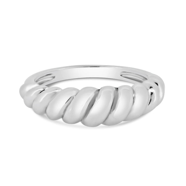 Rhodium Plated 925 Sterling Silver Croissant Design Ring - STR01166RH