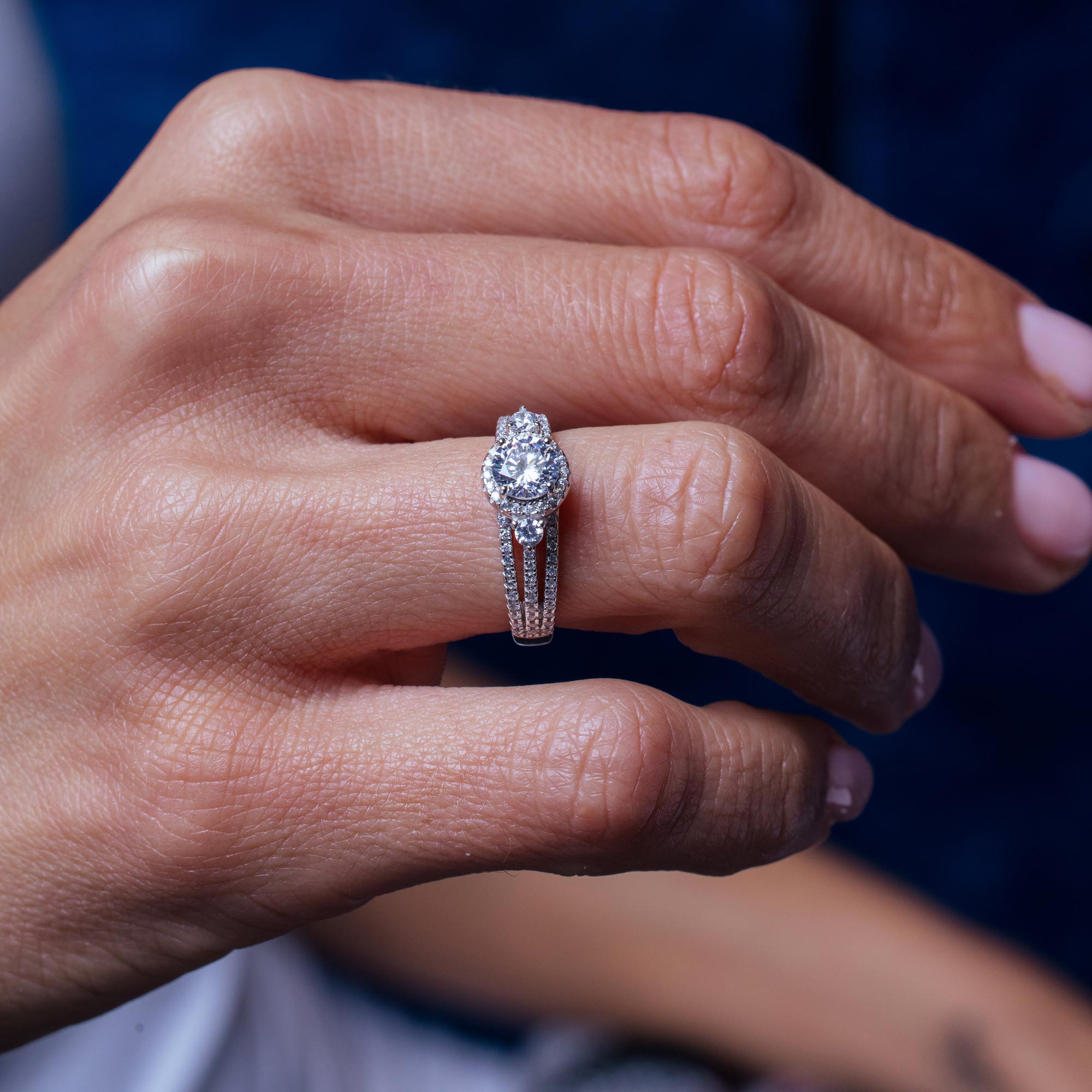 Rhodium Plated 925 Sterling Silver Engagement CZ Encrusted Ring - STR01170