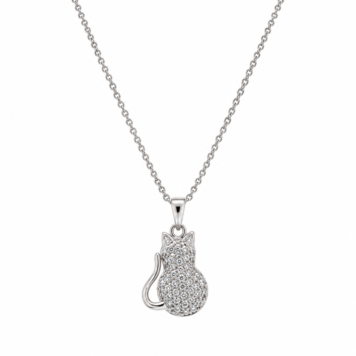 Conjunto Gato Gordo Chapado en Plata 925 Rodio - STS00117