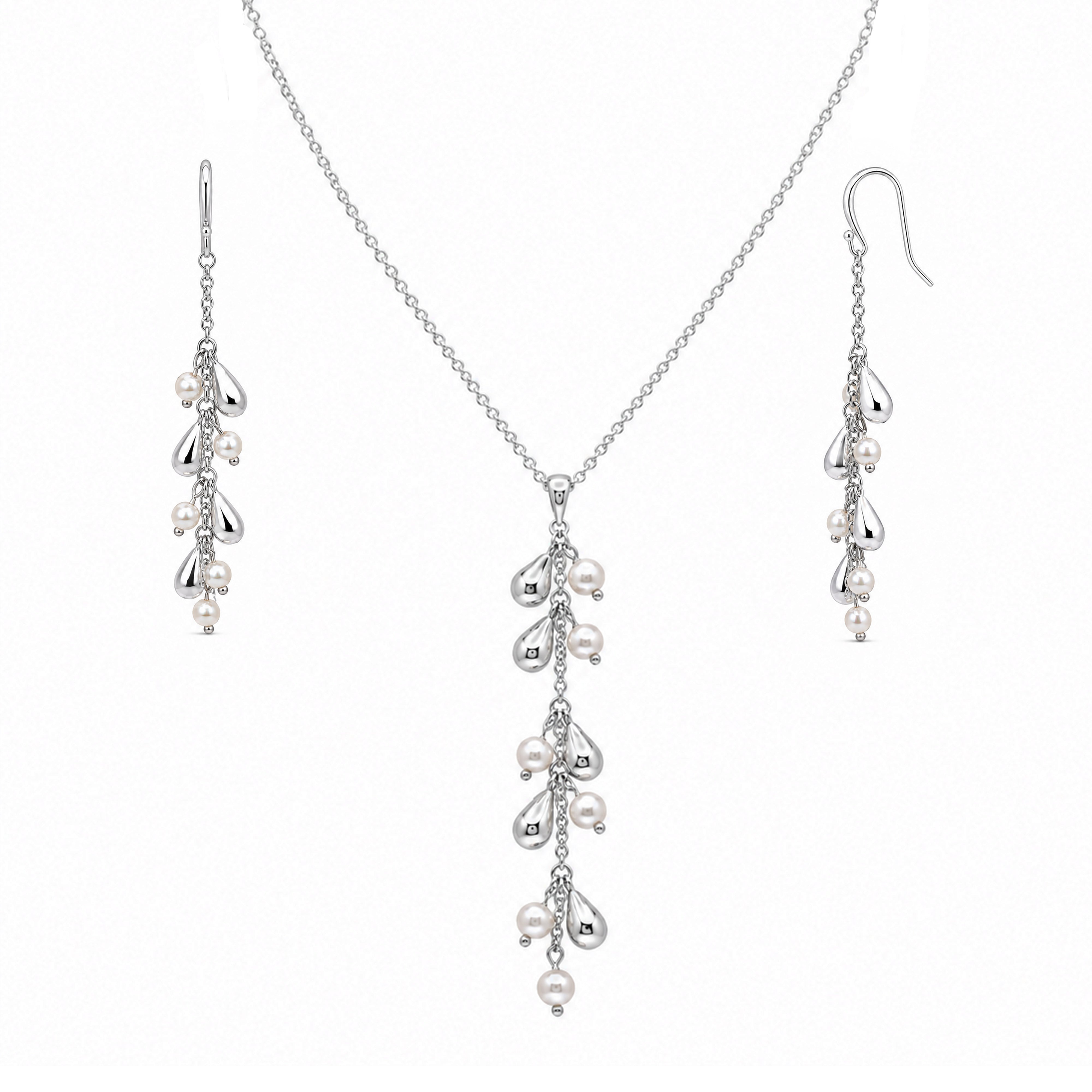 Liquidación - Juego de pendientes colgantes de gancho con circonitas cúbicas multicolores en forma de lágrima de plata 925 rodiada - STS00142