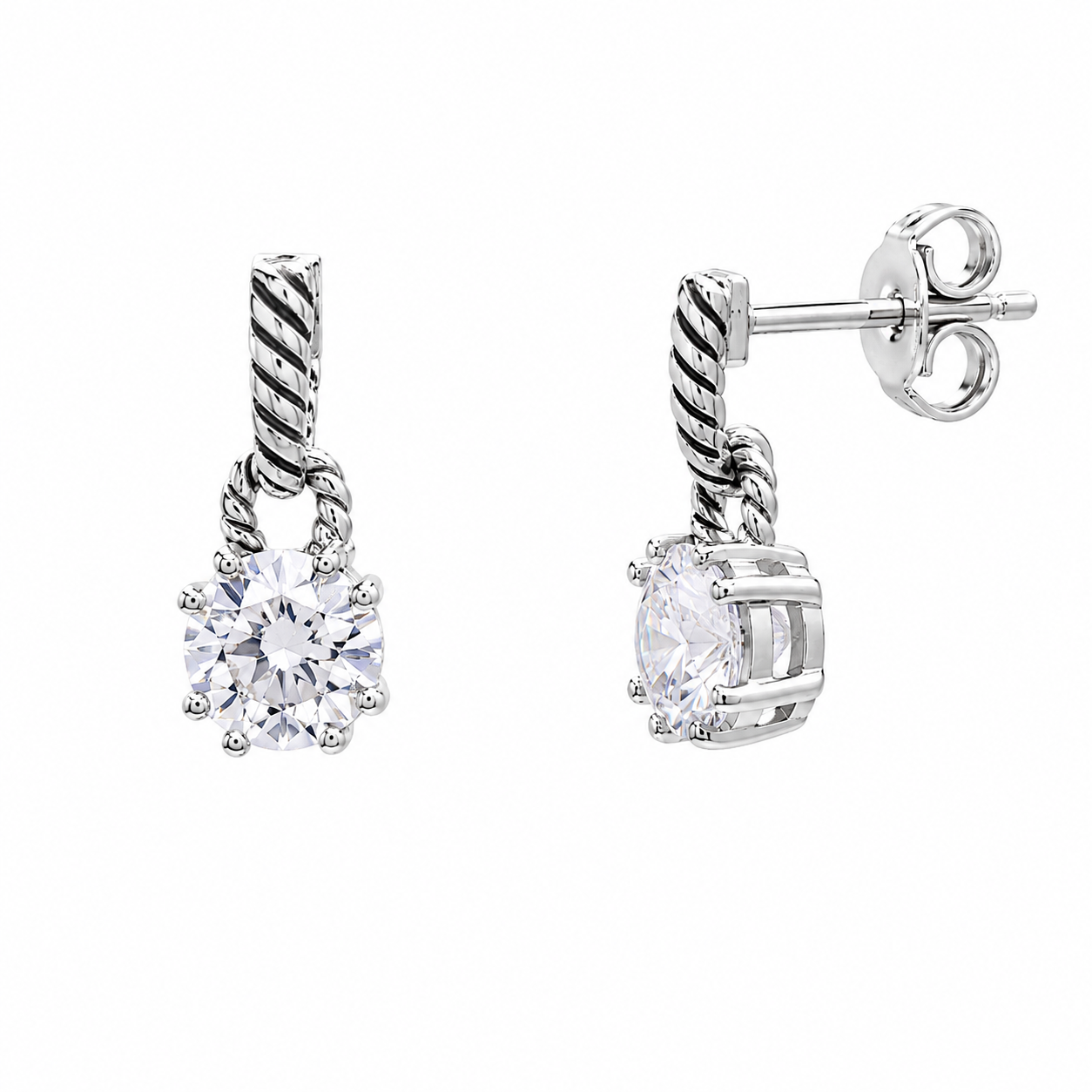 Conjunto de pendientes colgantes a juego con circonitas cúbicas talladas a mano en plata 925 rodiada - STS00262