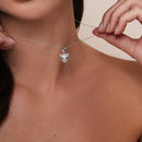 Conjunto de ojo de esmeralda y pantera en plata de ley 925 rodiada con circonita cúbica transparente - STS00554