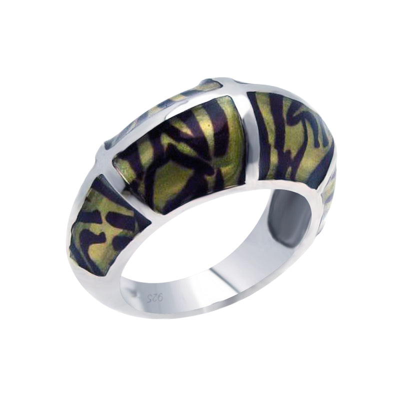 Closeout-Silver 925 Rhodium Plated Tiger Stripes Ring - BGR00148