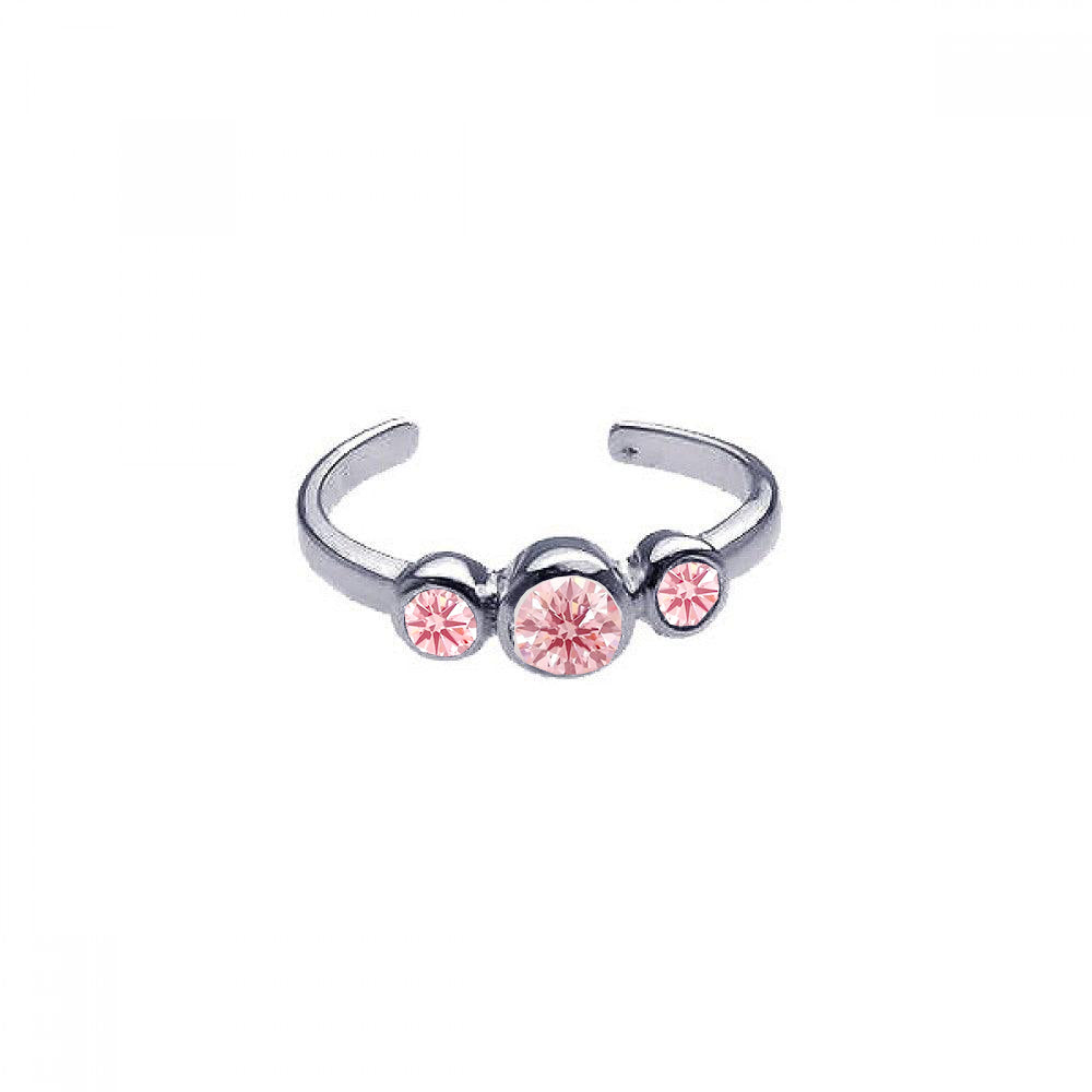 Anillo para el pie de plata 925 rodiada con 3 circonitas rosas - CZTR5PNK