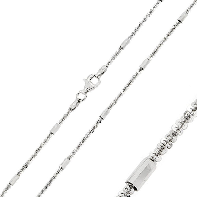 Silver 925 Rhodium Plated Tubes On Roc 030 Chain 2mm - CH243 RH | Silver Palace Inc.