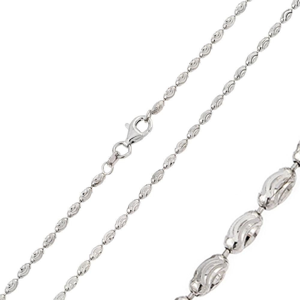 Rhodium Plated Oval Curved DC Bead 002 Chains - CH111 RH | Silver Palace Inc. #plating_rhodium