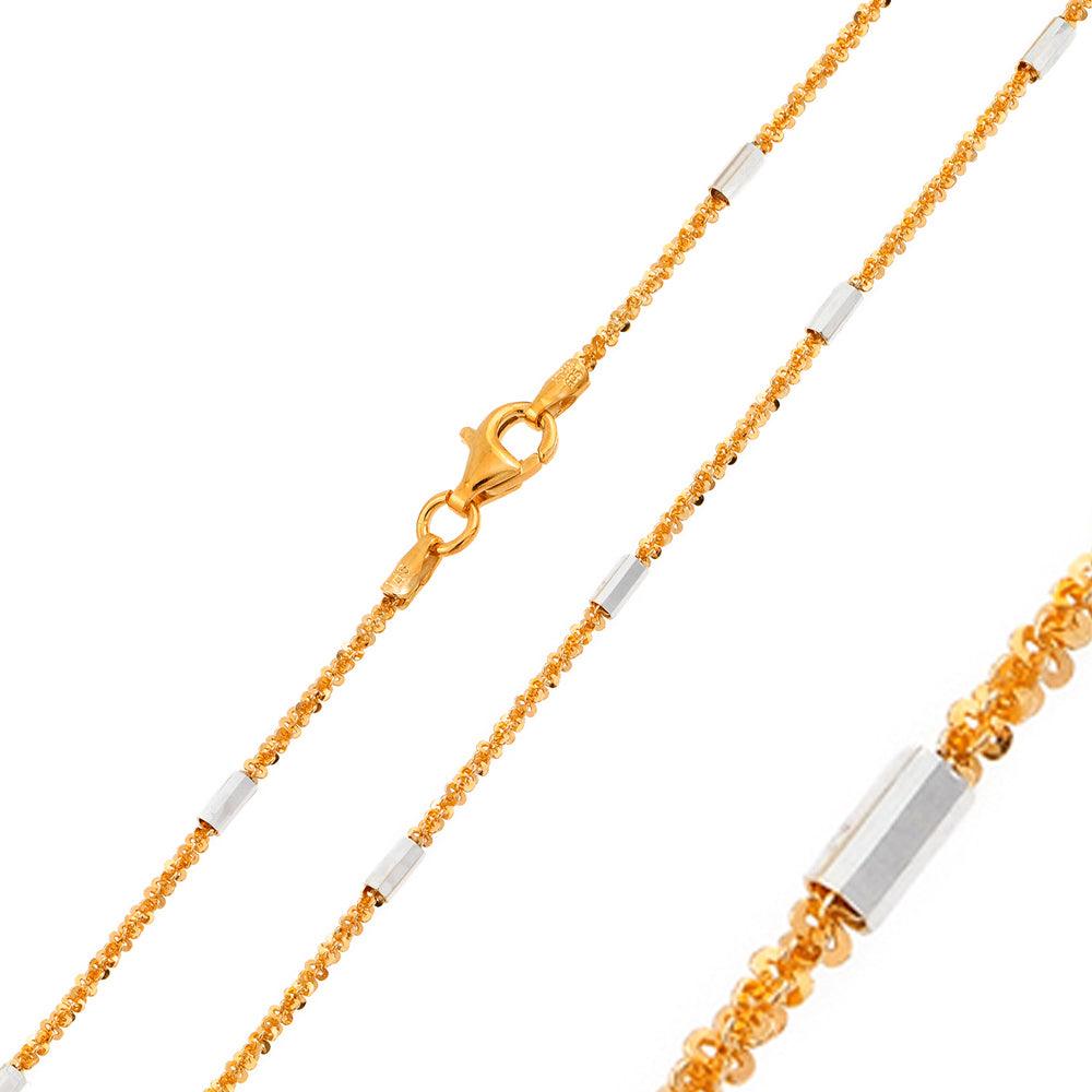 Silver 925 Rose Gold Plated Tubes On Roc 030 Chain 2mm - CH150 RGP | Silver Palace Inc. #plating_rose gold