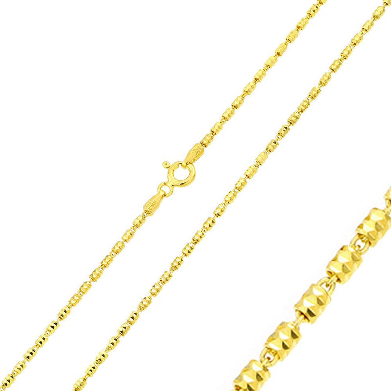Silver 925 Gold Plated Tube Brite Chain 1.4mm - CH350 GP | Silver Palace Inc.