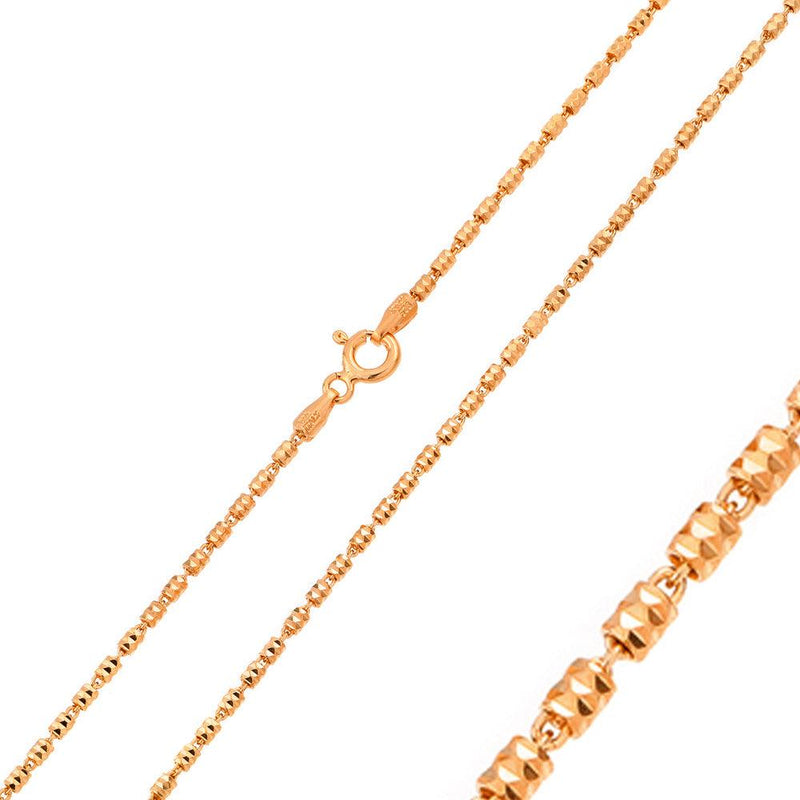 Silver 925 Rose Gold Plated Diamond Cut Close Tube 030 Chains 1.3mm - CH151 RGP | Silver Palace Inc.