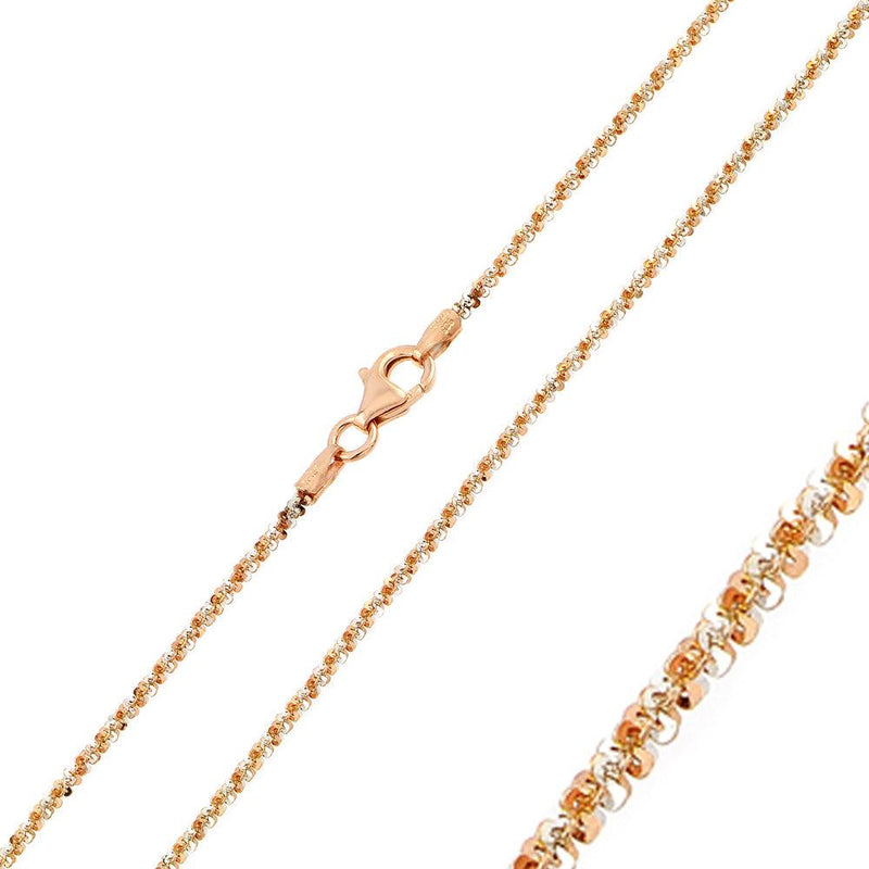 Silver 925 Rose Gold Plated 2 Toned Roc 030 Chain 1mm - CH165 RGP | Silver Palace Inc.