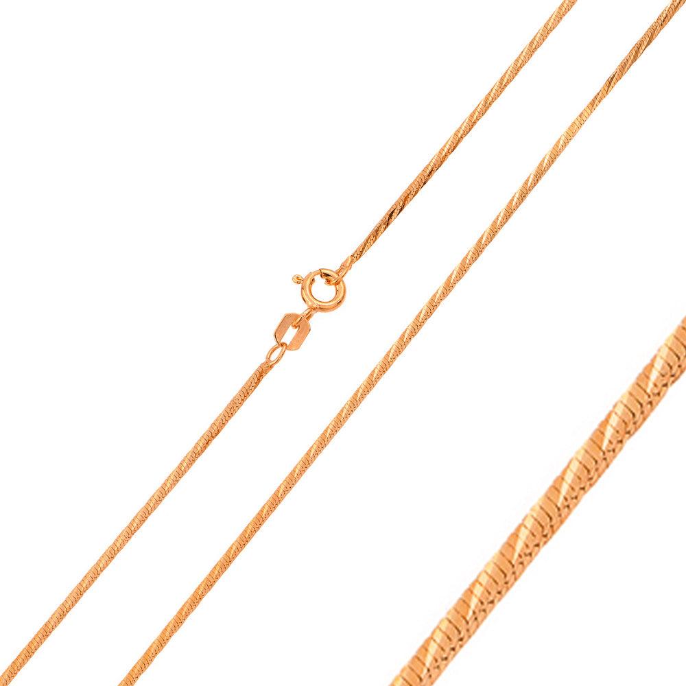 Silver 925 Rose Gold Plated Snake Diamond Cut Slash 020 Chain 0.8mm - CH161 RGP | Silver Palace Inc. #plating_rose gold