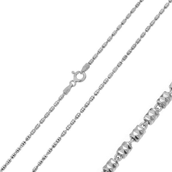 Rhodium Plated Diamond Cut Close Tube Chains 1.3mm - CH309 RH | Silver Palace Inc.