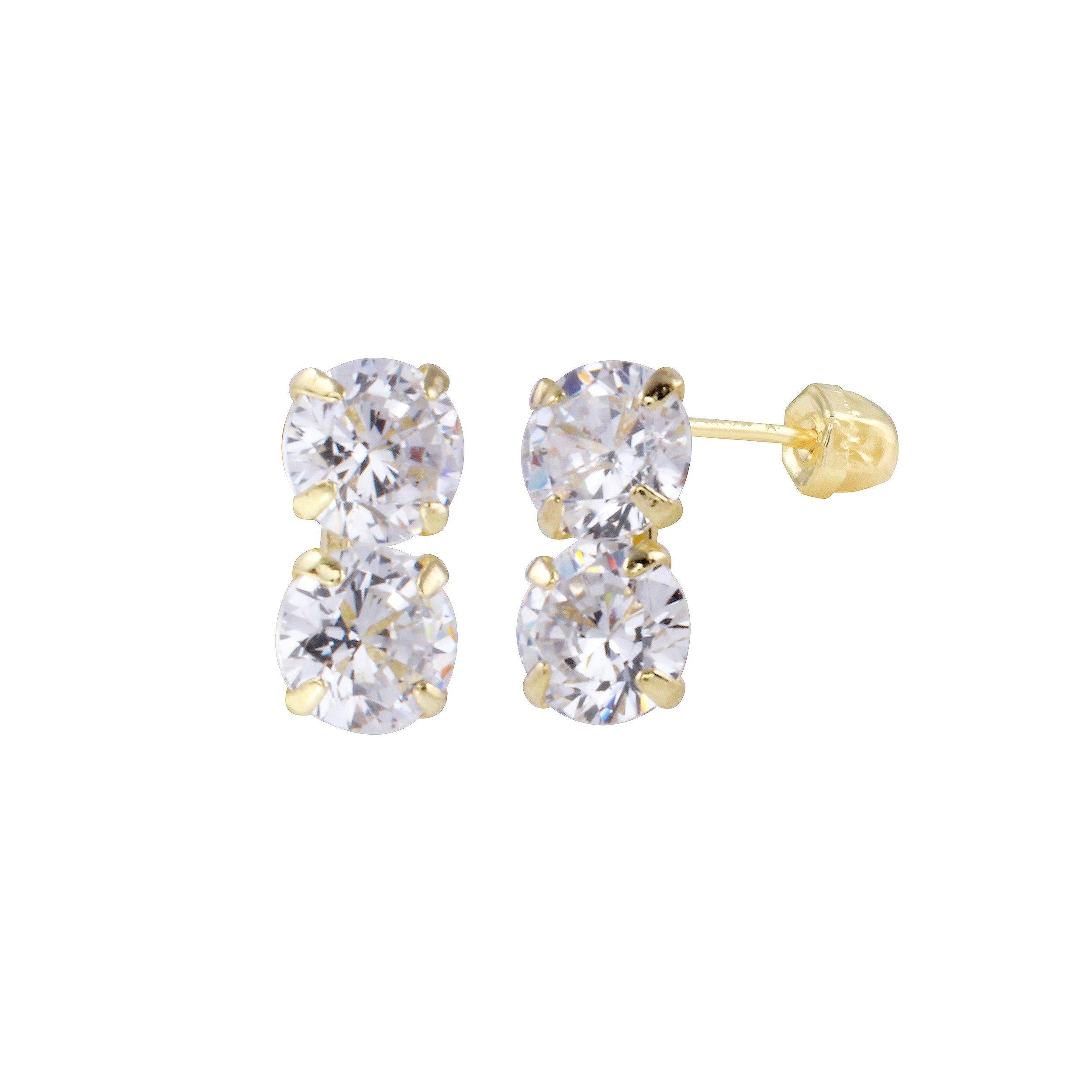 14 Karat Gold Plated 10mm CZ Hoop Earrings