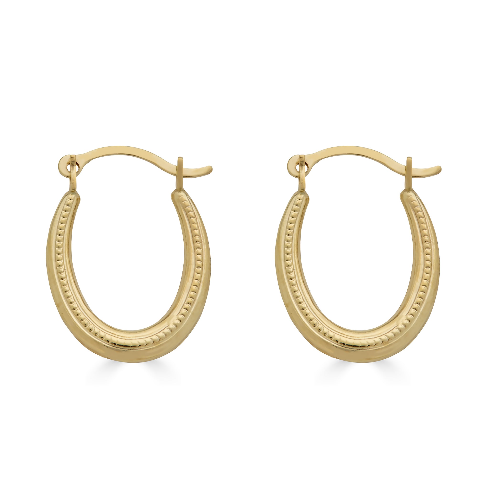 14 Karat Yellow Gold Rope Design Latch Back Hoop Earrings Silver