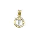 14 Karat Yellow Gold CZ Disc Crucifix Pendant | Silver Palace Inc.