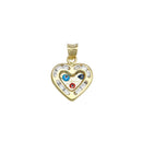 14 Karat Yellow Gold CZ Heart Evil Eyes Pendant | Silver Palace Inc.