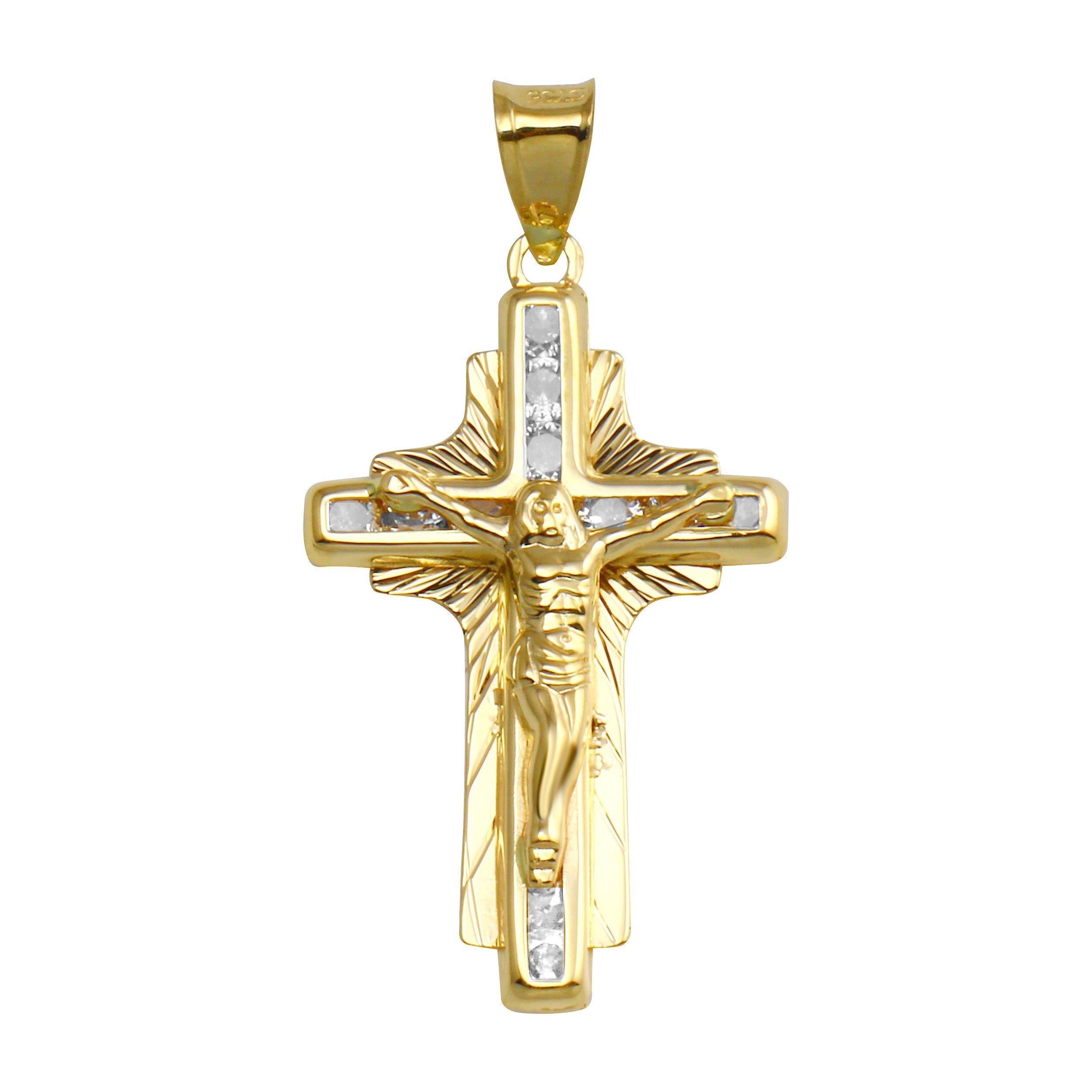 14 Karat Yellow Gold DC CZ Cross Pendant Silver Palace Inc.