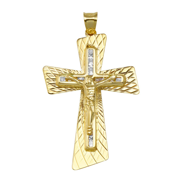 14 Karat Yellow Gold DC CZ Cross Pendant | Silver Palace Inc.