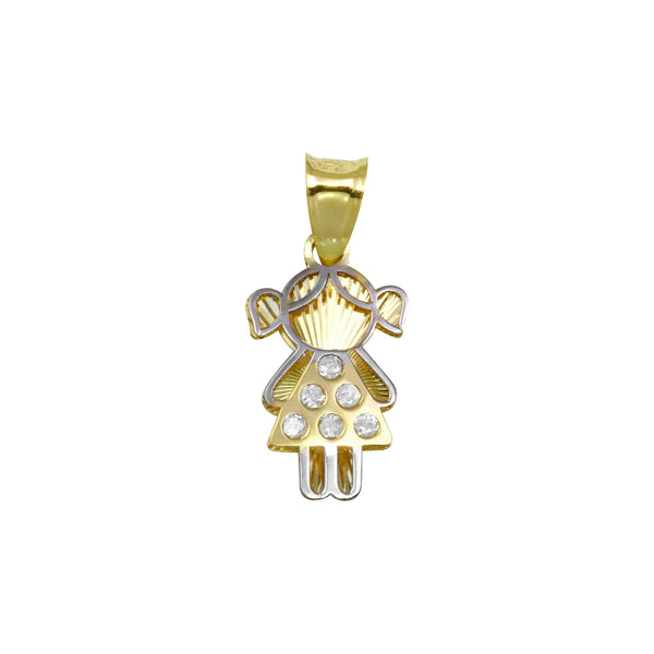 14 Karat Yellow Gold CZ Girl Pendant | Silver Palace Inc.