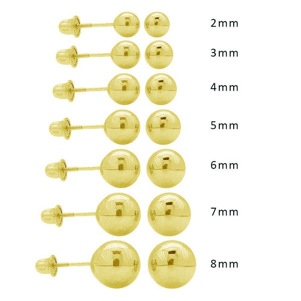 14 Karat Yellow Gold Screw Backing Bead Stud Earrings | Silver Palace Inc.