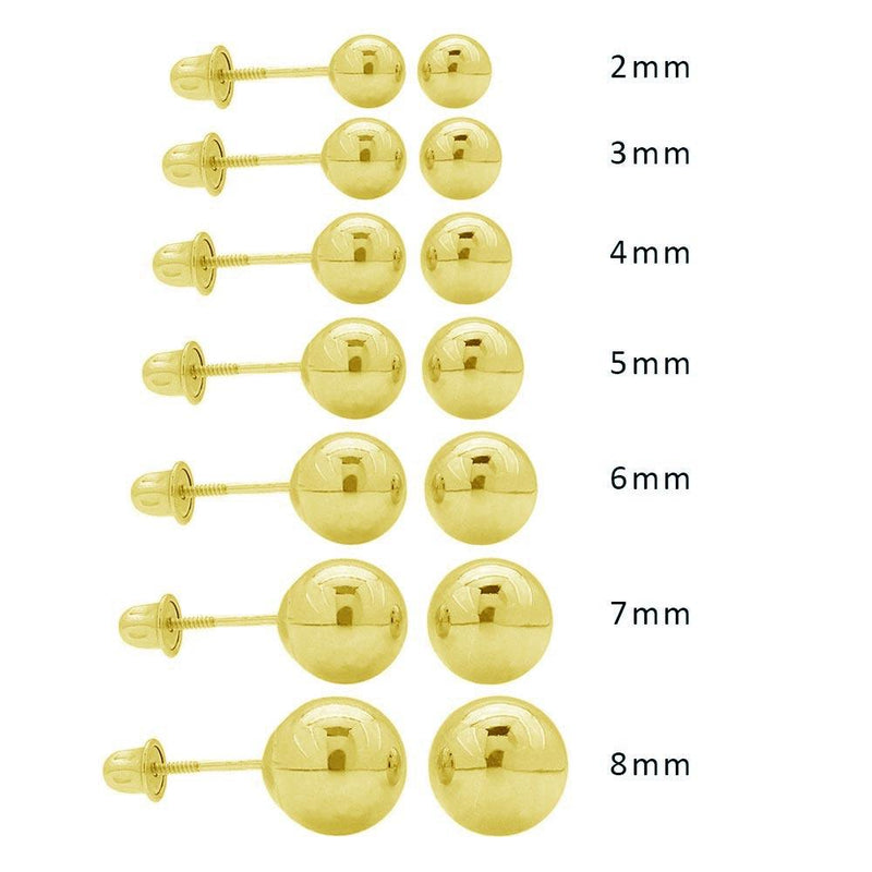 14 Karat Yellow Gold Screw Backing Bead Stud Earrings | Silver Palace Inc.