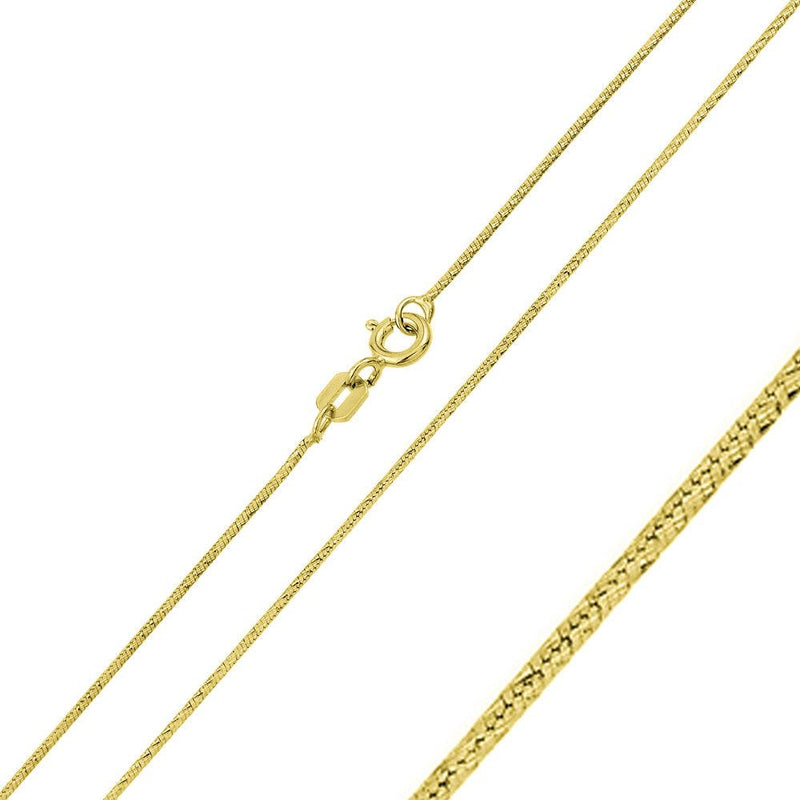 Silver 925 Gold Plated Round Snake Slash DC Chain 0.8mm - CH357 GP | Silver Palace Inc.