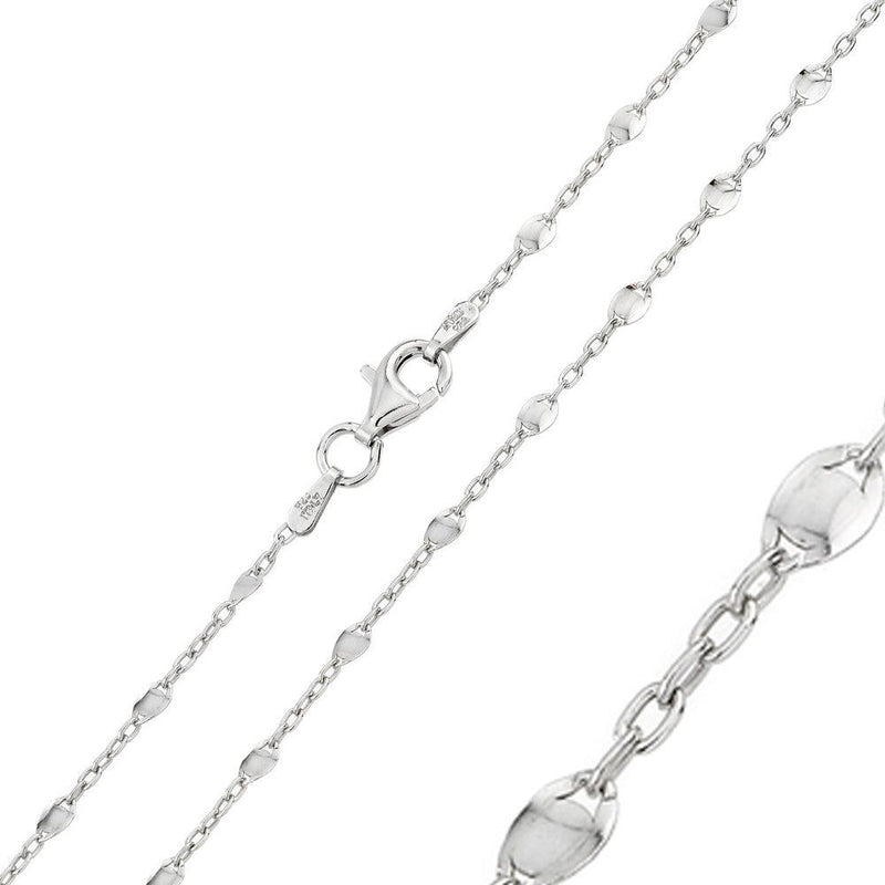 Silver 925 Rhodium Plated Twisted Disc Link 030 Chains - CH117 RH | Silver Palace Inc.