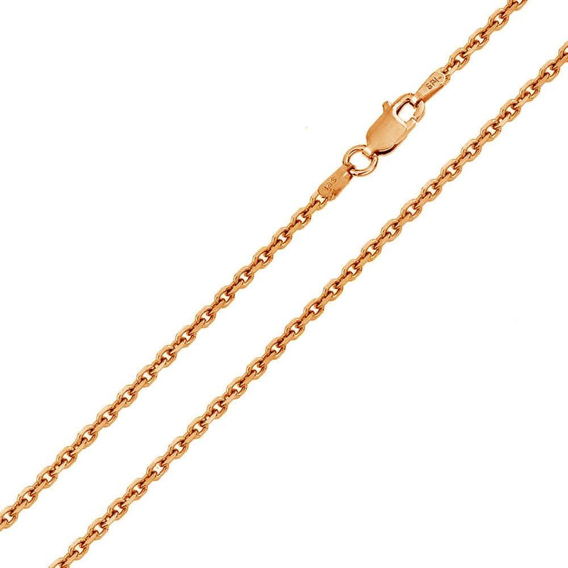 Silver 925 Rose Gold Plated Diamond Cut Cable Rolo 035 Chains 1mm - CH154 RGP | Silver Palace Inc.