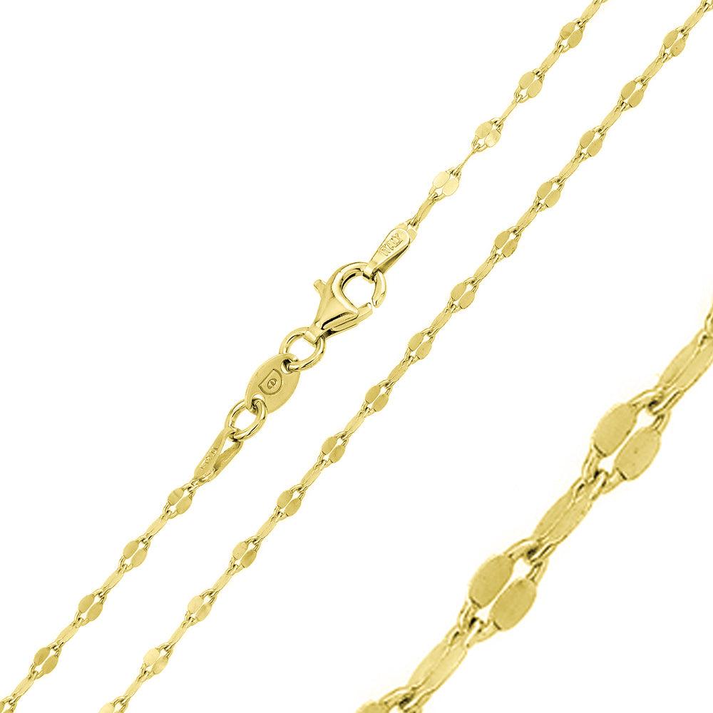 Silver 925 Gold Plated Flat Confetti Chain 2mm - CH356 GP | Silver Palace Inc. #plating_gold