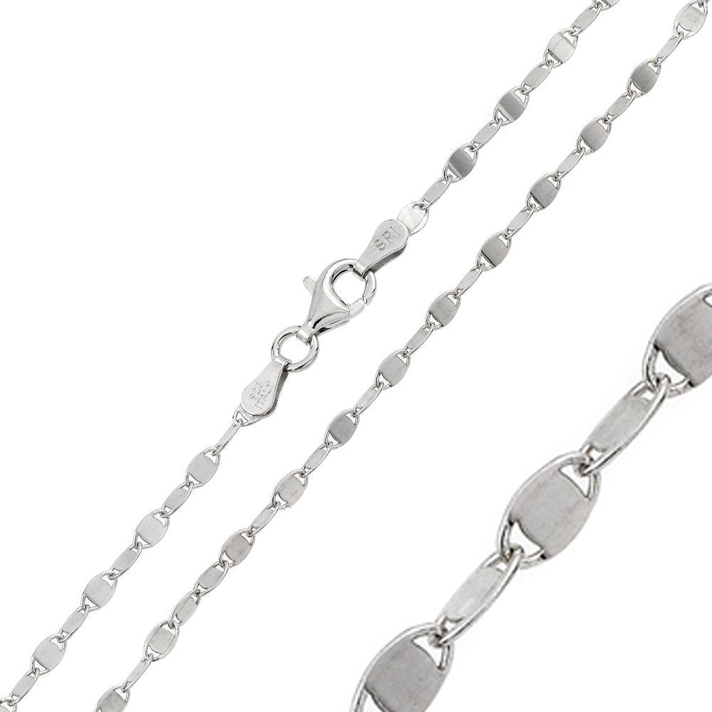 Silver 925 Rhodium Plated Alternating Lock Oval Confetti 030 Chain 2.5mm - CH123 RH | Silver Palace Inc. #plating_rhodium