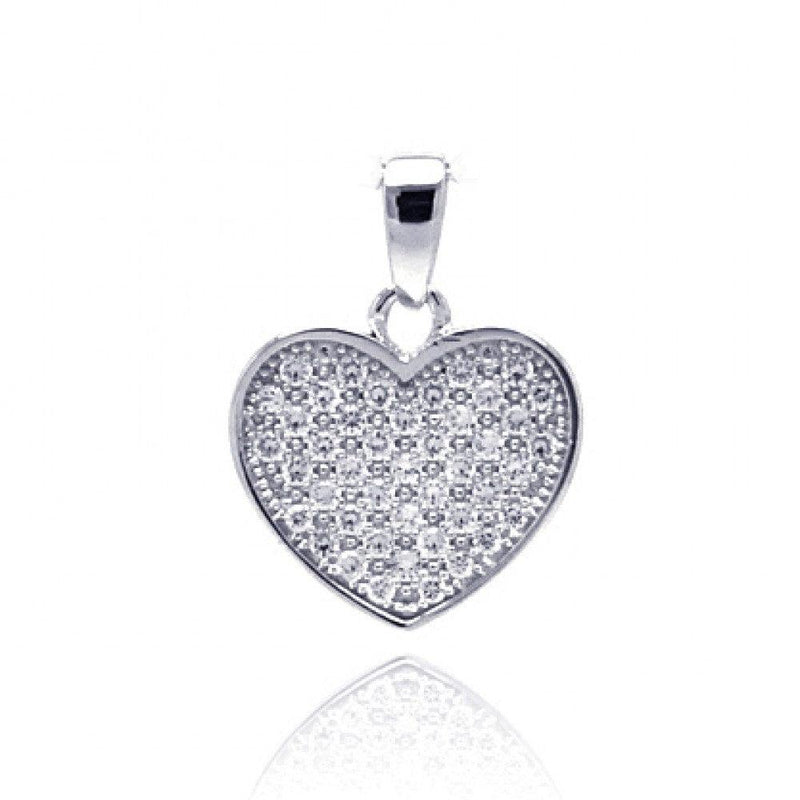 Silver 925 Rhodium Plated Heart CZ Dangling Pendant - ACP00029