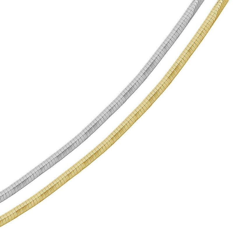 Silver 925 Multi Plated Reversible Flat Omega Chain 4mm - CH908 2T | Silver Palace Inc.