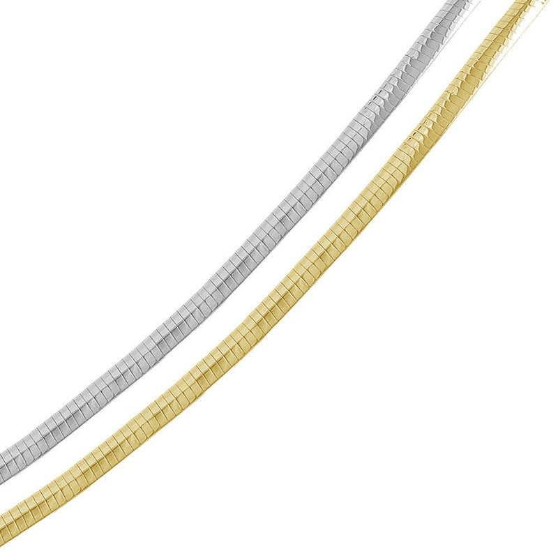 Silver 925 Multi Plated Reversible Flat Omega Chain 5mm - CH909 2T | Silver Palace Inc.