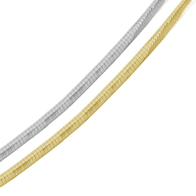 Silver 925 Multi Plated Reversible Flat Omega Chain 6mm - CH910 2T | Silver Palace Inc.