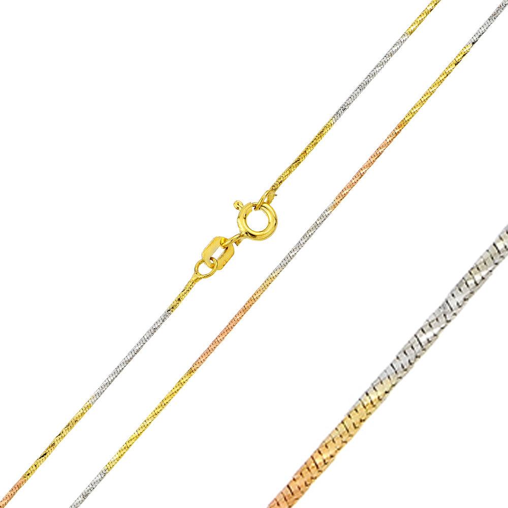 Silver 925 Multi Plated Snake Diamond Cut Slash Multi Color 020 Chain 0.9mm - CH260 MUL | Silver Palace Inc. #plating_three-tone