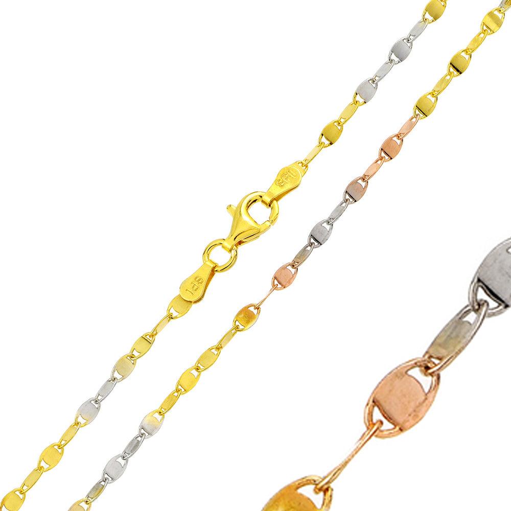 Silver 925 Multi Plated Alternating Lock Oval Confetti Multi Color 030 Chain 2.5mm - CH259 MUL | Silver Palace Inc. #plating_three-tone