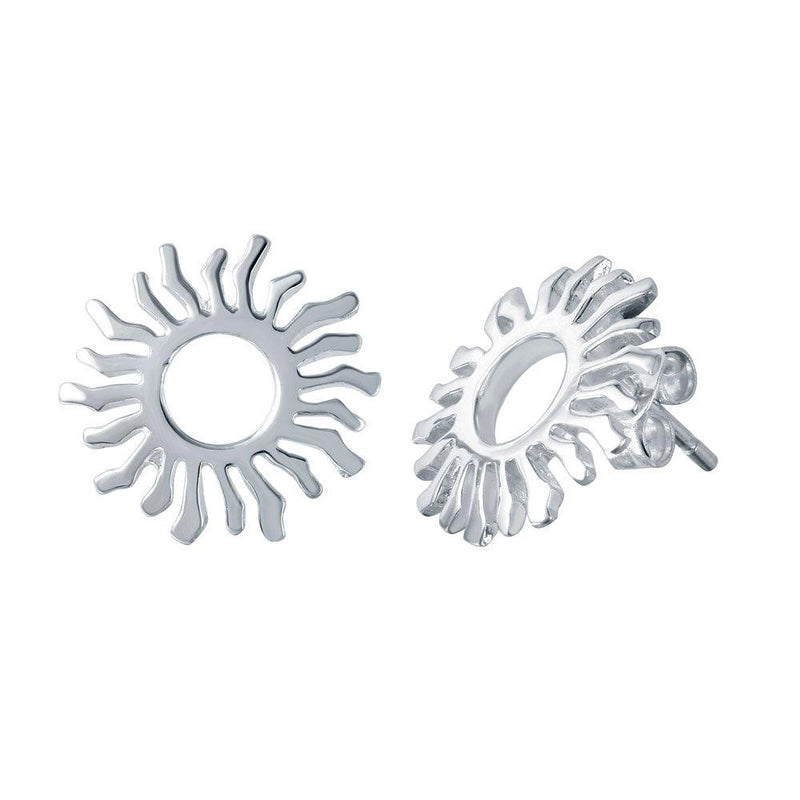 Silver 925 Rhodium Plated Open Sun Stud Earrings - STE00730 | Silver Palace Inc.