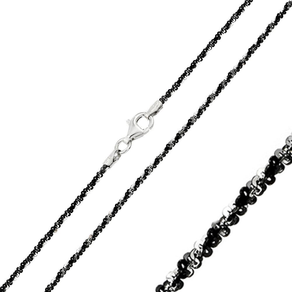 Silver 925 Black Rhodium Plated Roc B-W DC 025 Chain 1.8mm - CH251 BLK | Silver Palace Inc. #plating_black rhodium